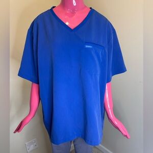 Jaanuu Blue Scrub Top | 2X | Short Sleeve Medical Uniform